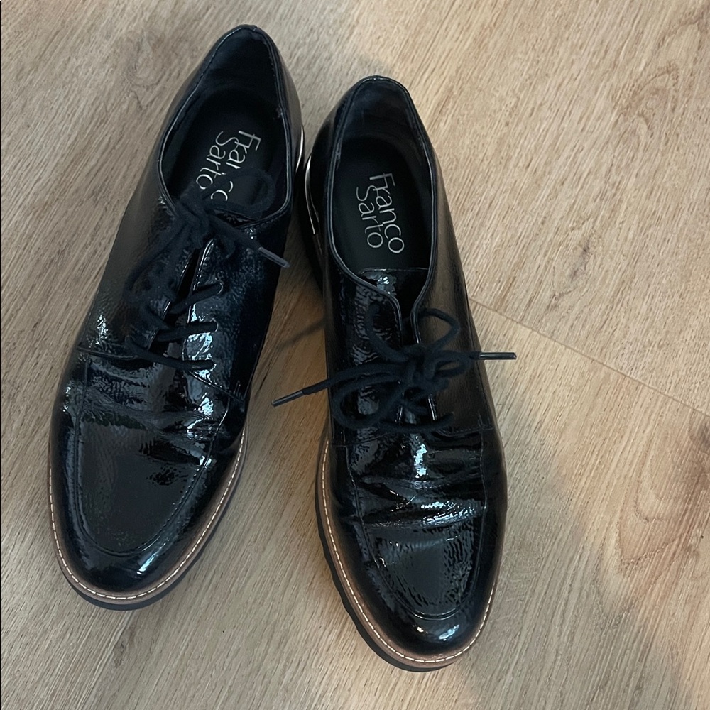 Franco Sarto Shiny Black Lace-Up Shoes